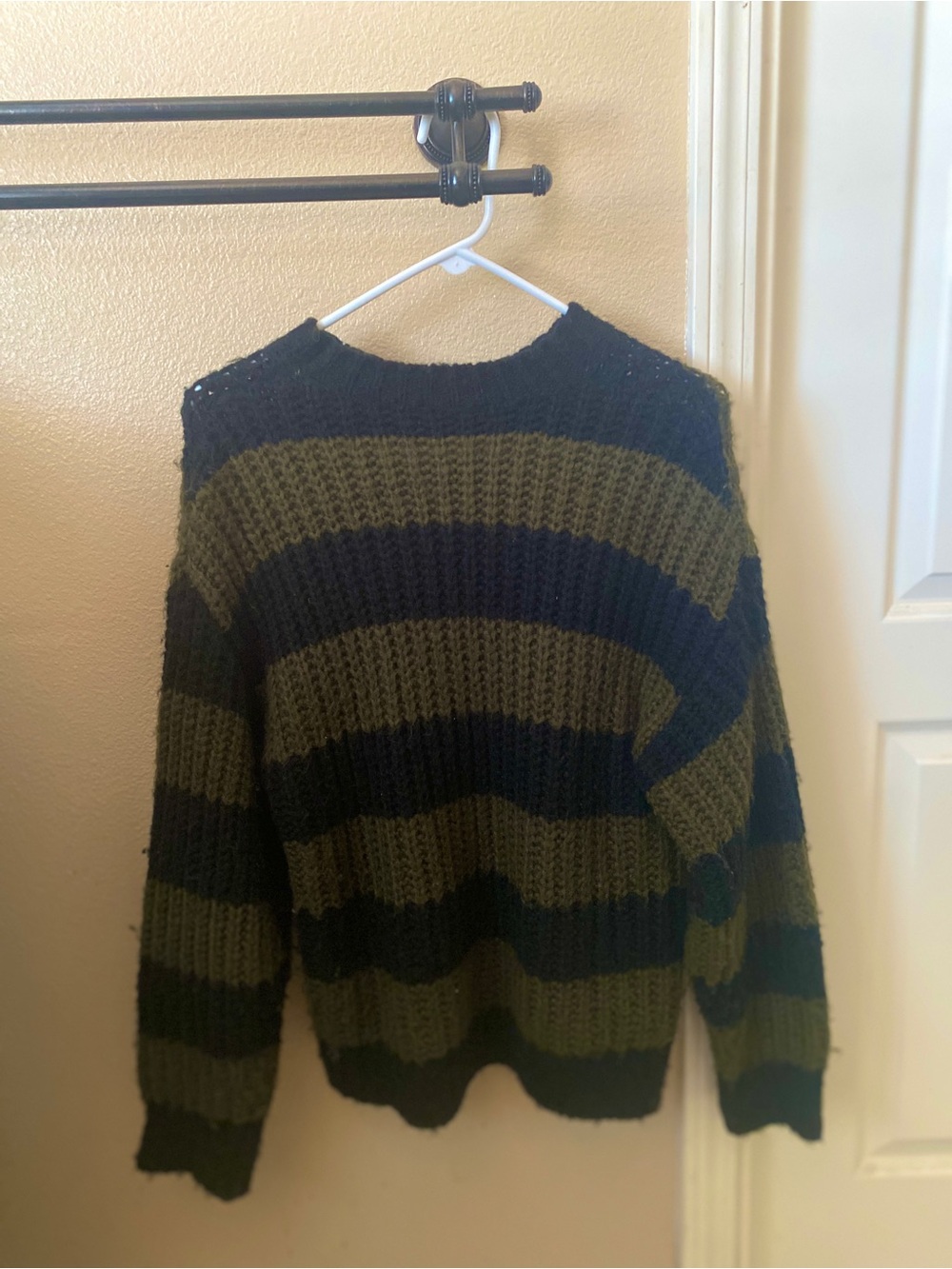 Men's Striped Olive & Black Knit Sweater